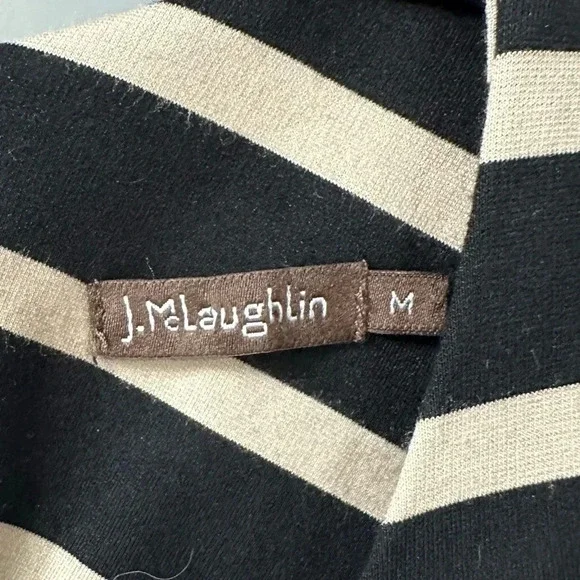 J McLaughlin Striped Catalyst Dress Catalina Tan and Black Abstract Size Medium - Picture 3 of 6